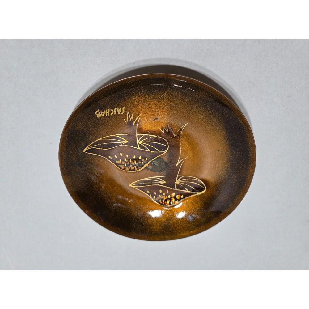 Vintage: 1950's: Sascha Brastoff: Mushroom Compote Top: Enamel Over Cooper: Used